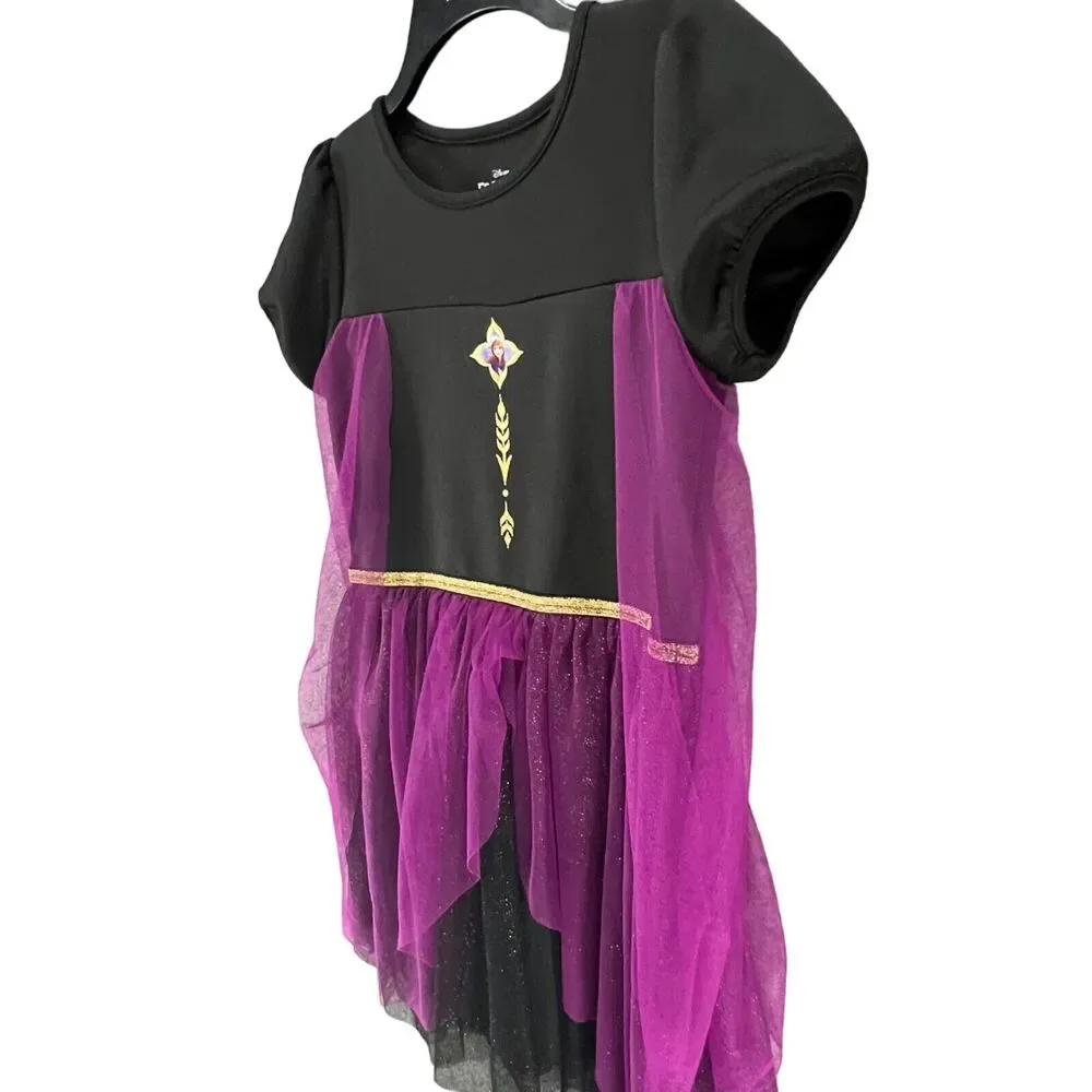 Disney Frozen II Anna Cape Dress Costume L 10-12 Black Purple Halloween Dress Up